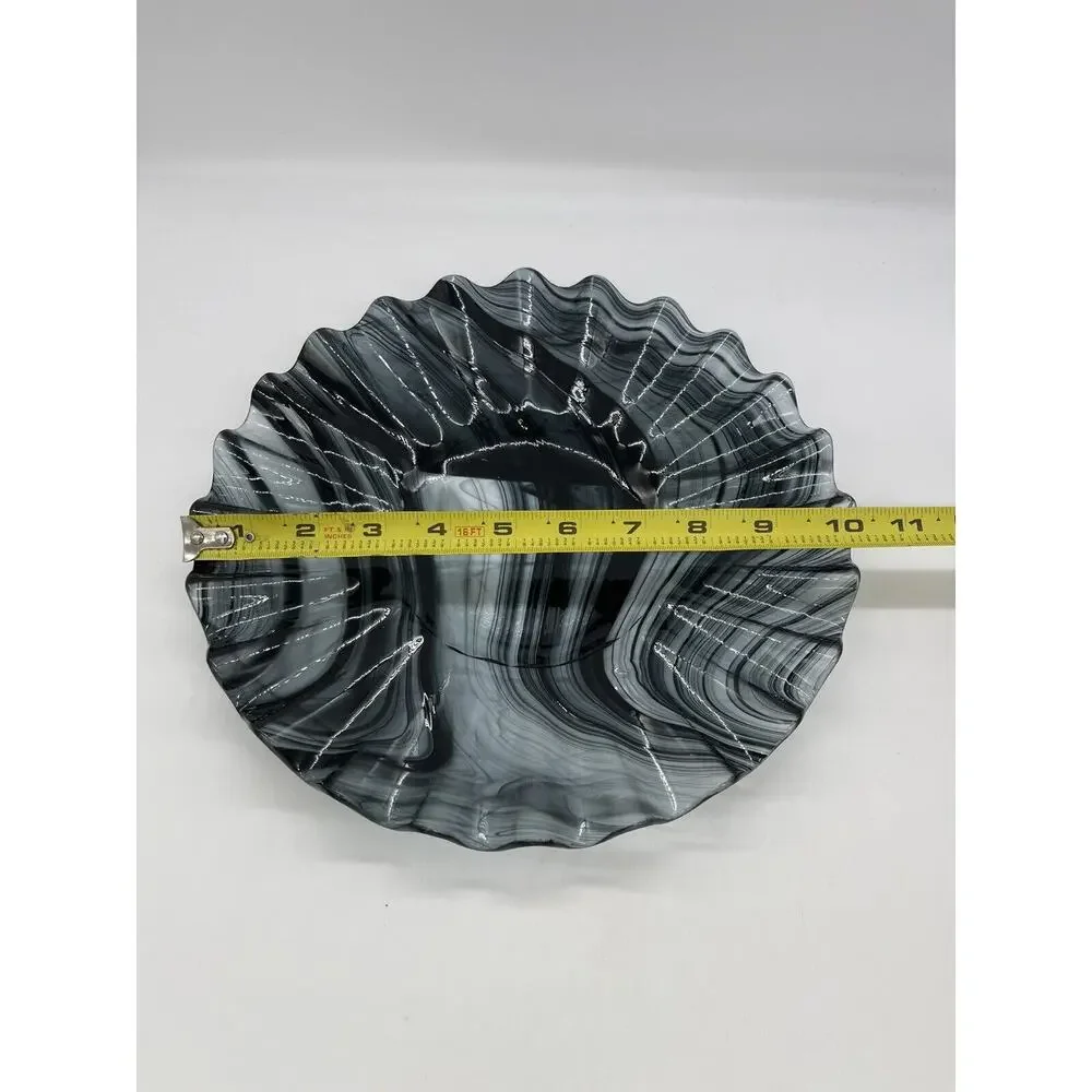 Fluted Smoke Glass Dish 10” Wide